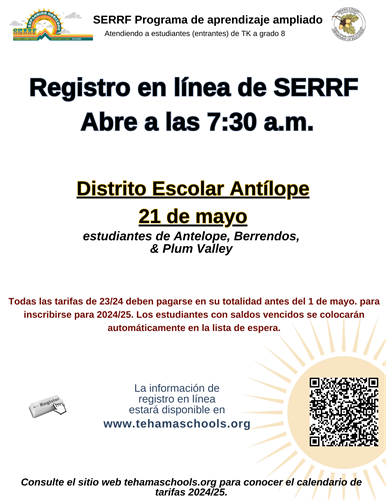 Antelope School District Registration Information- Spanish